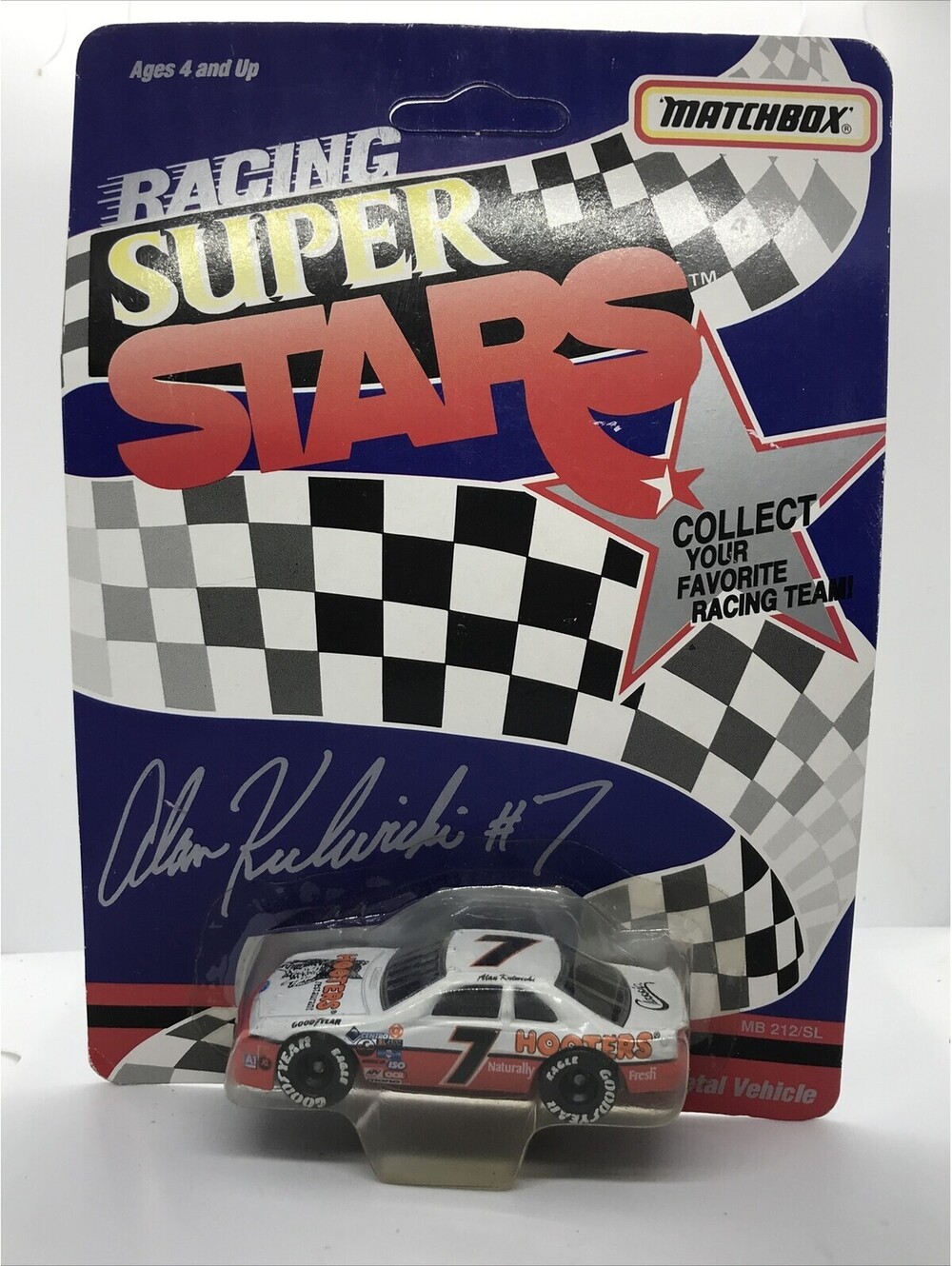 1992 MATCHBOX RACING SUPER STARS #7 Alan Kulwicki NASCAR HOOTERS Unpunched